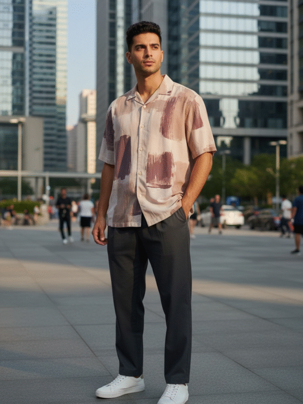 Over Size Printed Cotton Shirt
